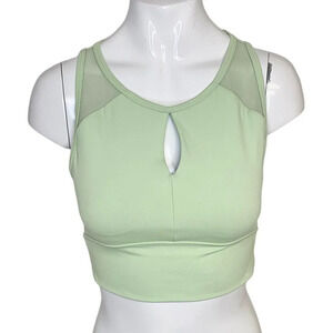 Buff Bunny Womens  Step Up Cropped Active Tank Keyhole Green Size Small